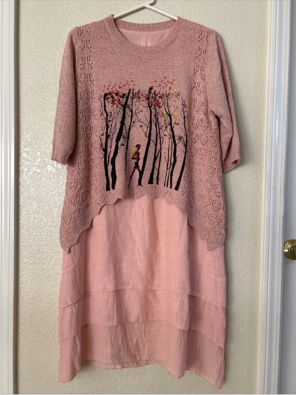 Midi Tiered Sweater Parisian Romantic Dress Boho M/L